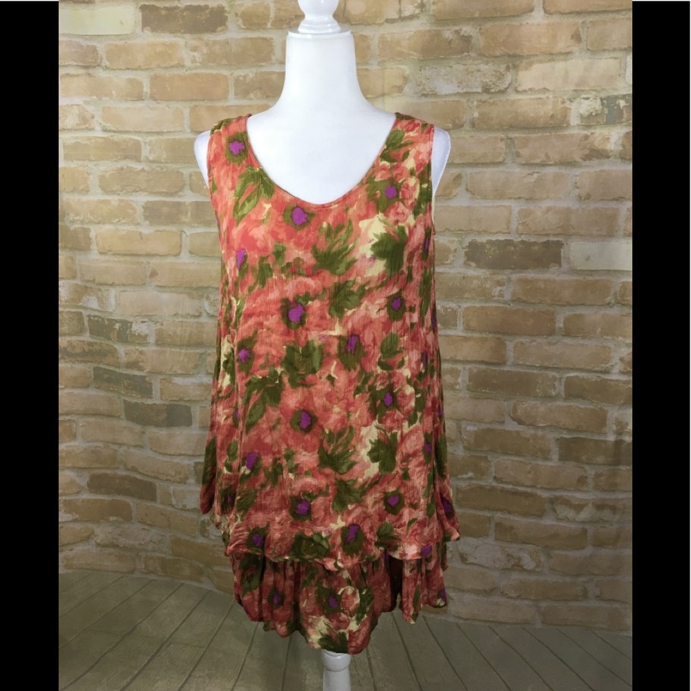 Ecote Orange Floral Print Dress Size S
